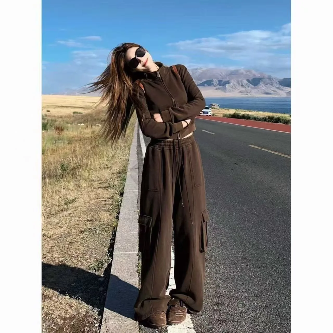 Loose Women's Sportswear Set Student Casual American Retro Style Two-Piece Suit Spring Autumn Fashion Slimming Korean Version