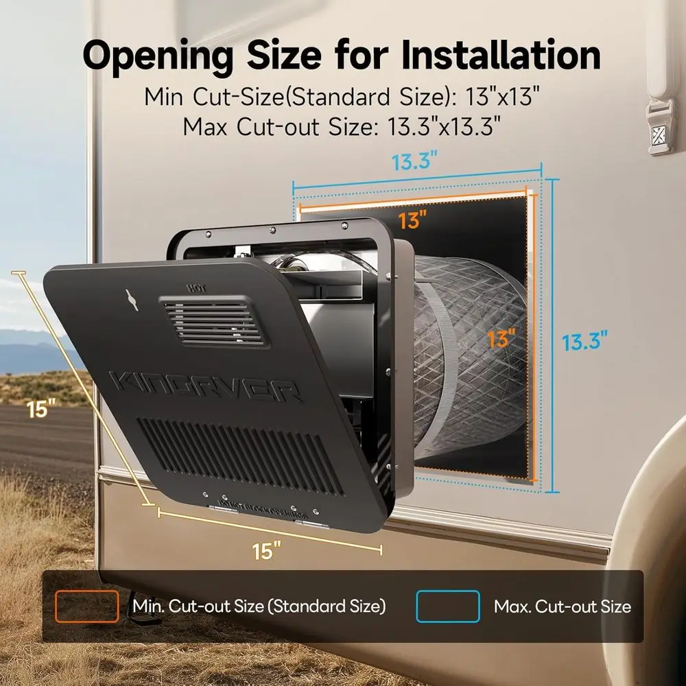 باب سخان مياه RV مقاس 15 × 15 بوصة | الصلب المجلفن | أسود #2