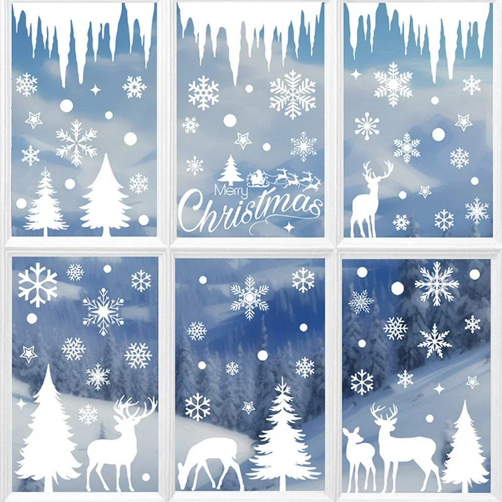 

1pc Christmas Snowflake Window Sticker For Festival Party Decor Xmas Windows Stickers White Snowflakes Glass Decorations
