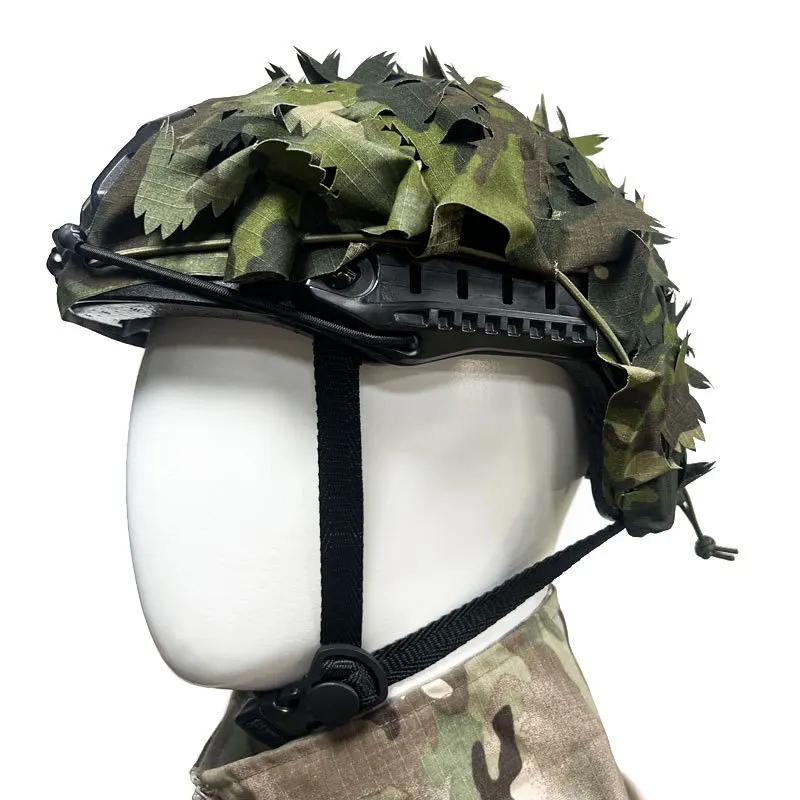 Image of 3D Tarnmuster FAST Helmüberzug Schutz Laser-geschnittener Camouflage-Blattform-Stoff für Jagdhelme Zubehör