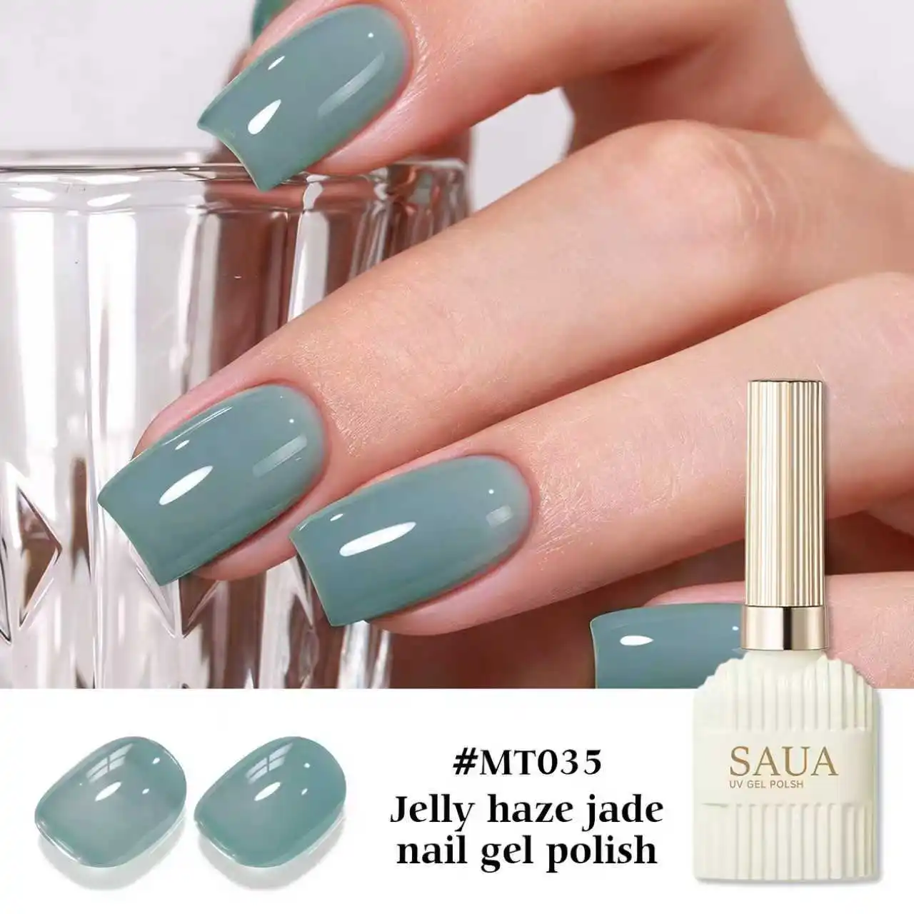 15ML Transparent Green Semi-Permanent Removable Gel Nail Polish, UV Gel Nail Polish for Professional Salon and Home Manicure