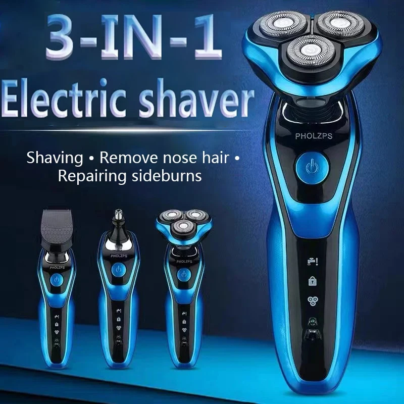 Electric Shaver Rotary Shaver Electric Razor Beard Trimmer Rechargeable Hair Cutting Shaving Machine Clipper for Men Waterproof