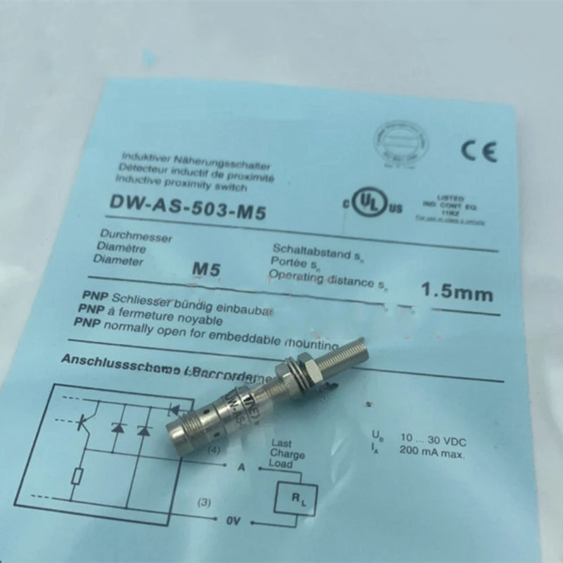 Interruptor proximidad inductivo Sensor apertura Normal 5 a 8mm, Sensor de detección Metal de DW-AS-503-M5