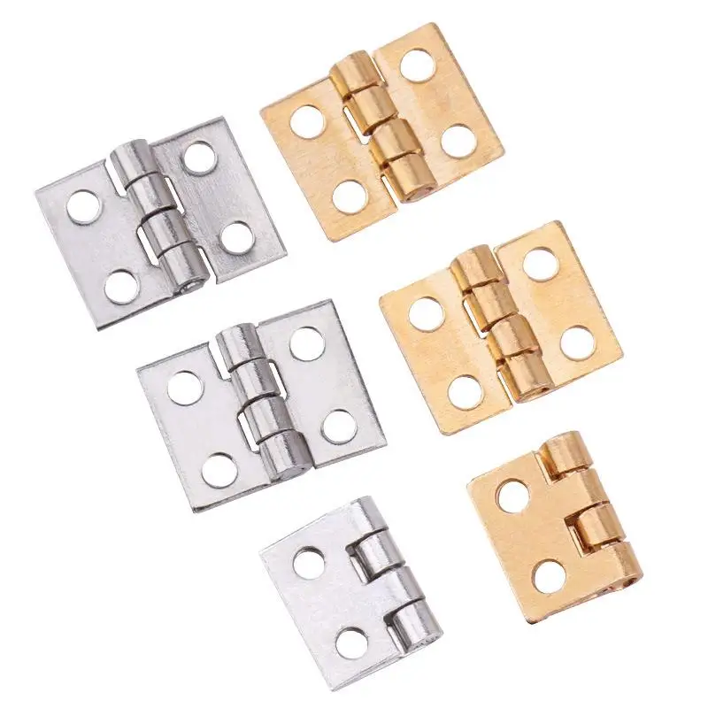 20Pcs Mini Brass Hinges Tiny Hinge Miniature Cabinet Jewelry Box Craft Door Hardware Small Furniture DIY Fittings Accessories