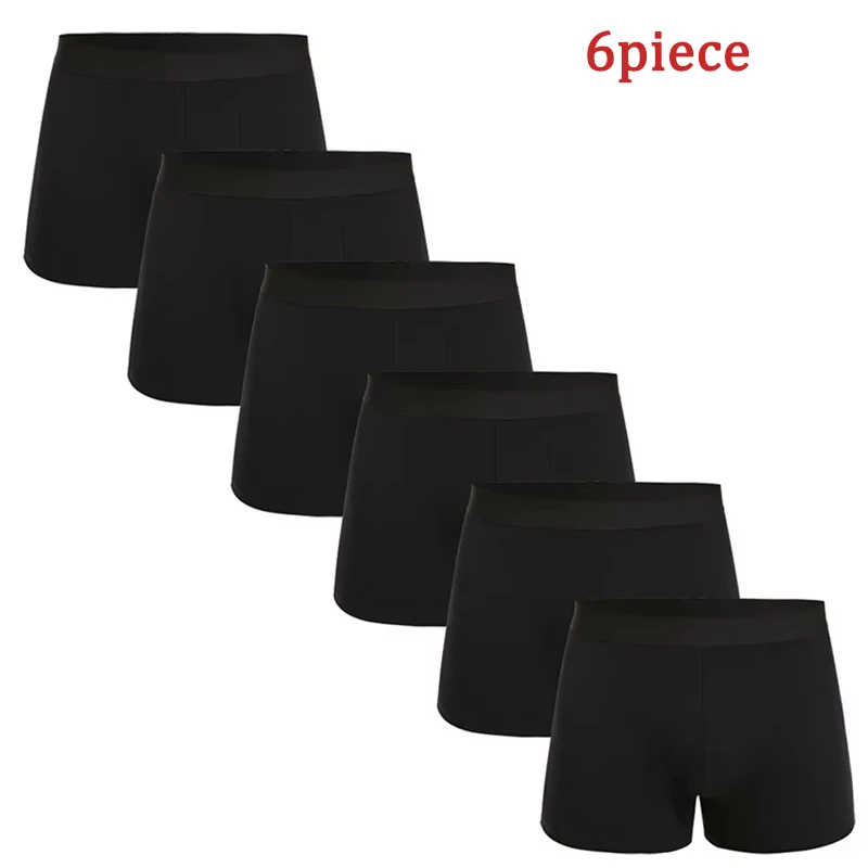 6pcs Pack Black Boxer Shorts Men Underpants Soft Breathable Male Underwear Men Leisure Boxer Briefs 2026 Panties