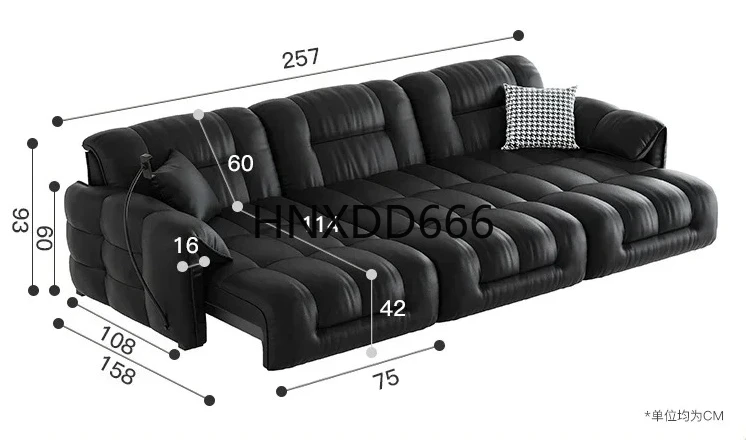 

Italian minimalist electric multi-functional leather sofa bed modern minimalist living room dual-purpose automatic retractable