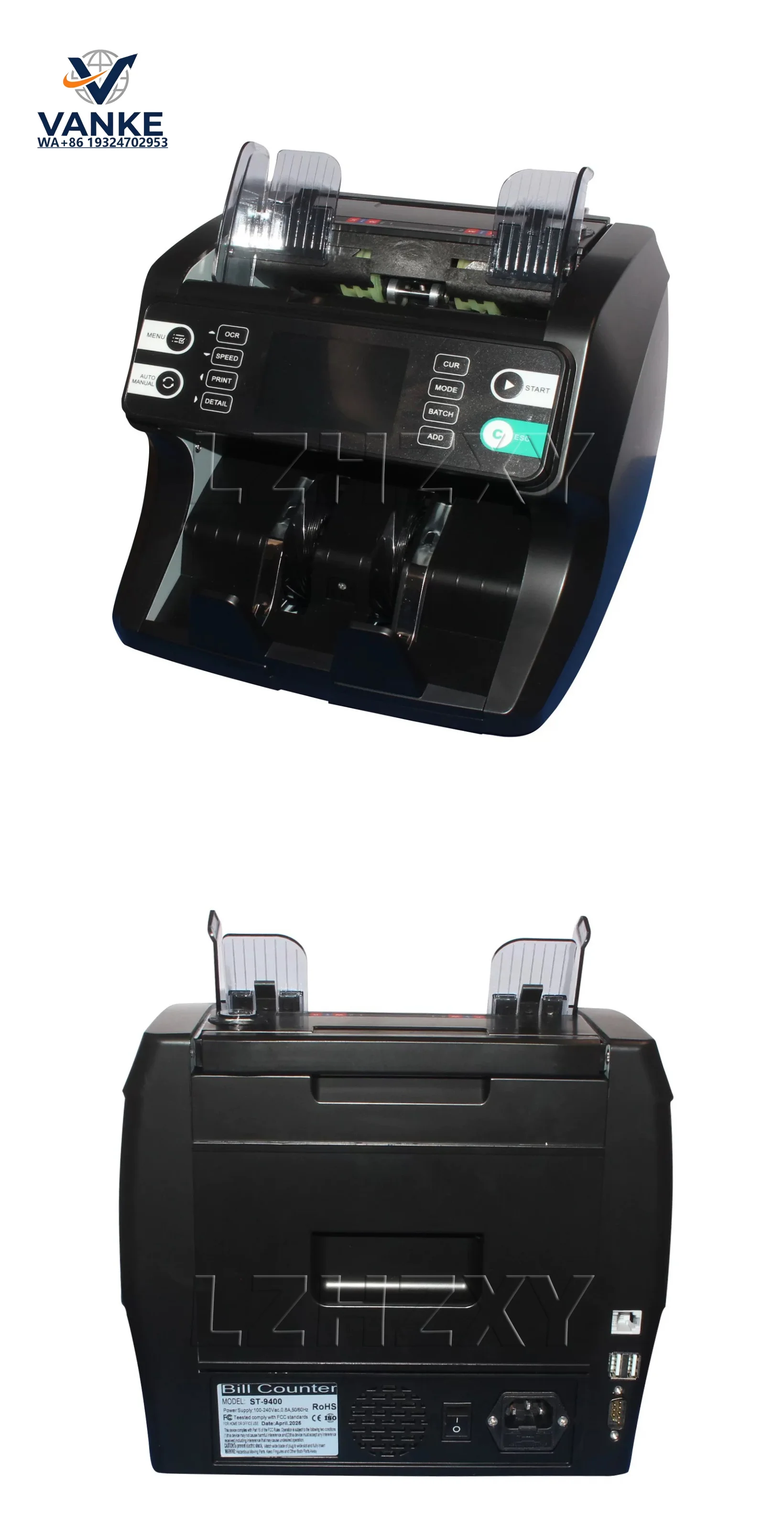220/110v Multi Currency Cash Registe Detector Money Counter Bill Counter Counting Machine with Display Screen for US Dollar/Euro