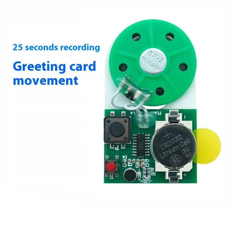 

Efficient Double-Sided Tape Equipped 25 Second Recordable Module; Compact Button Operated Sound Chip PCB