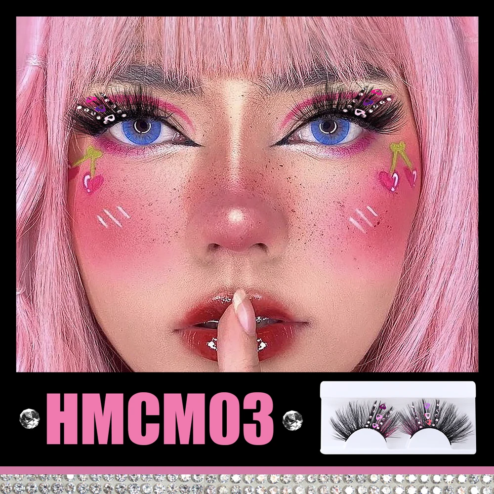 Vipuda 3D Colored Mink Eyelashes Fluffy Shiny Handmade False Lashes Wispy Korean Natural Manga Eyelash Party Makeup Cosplay Lash