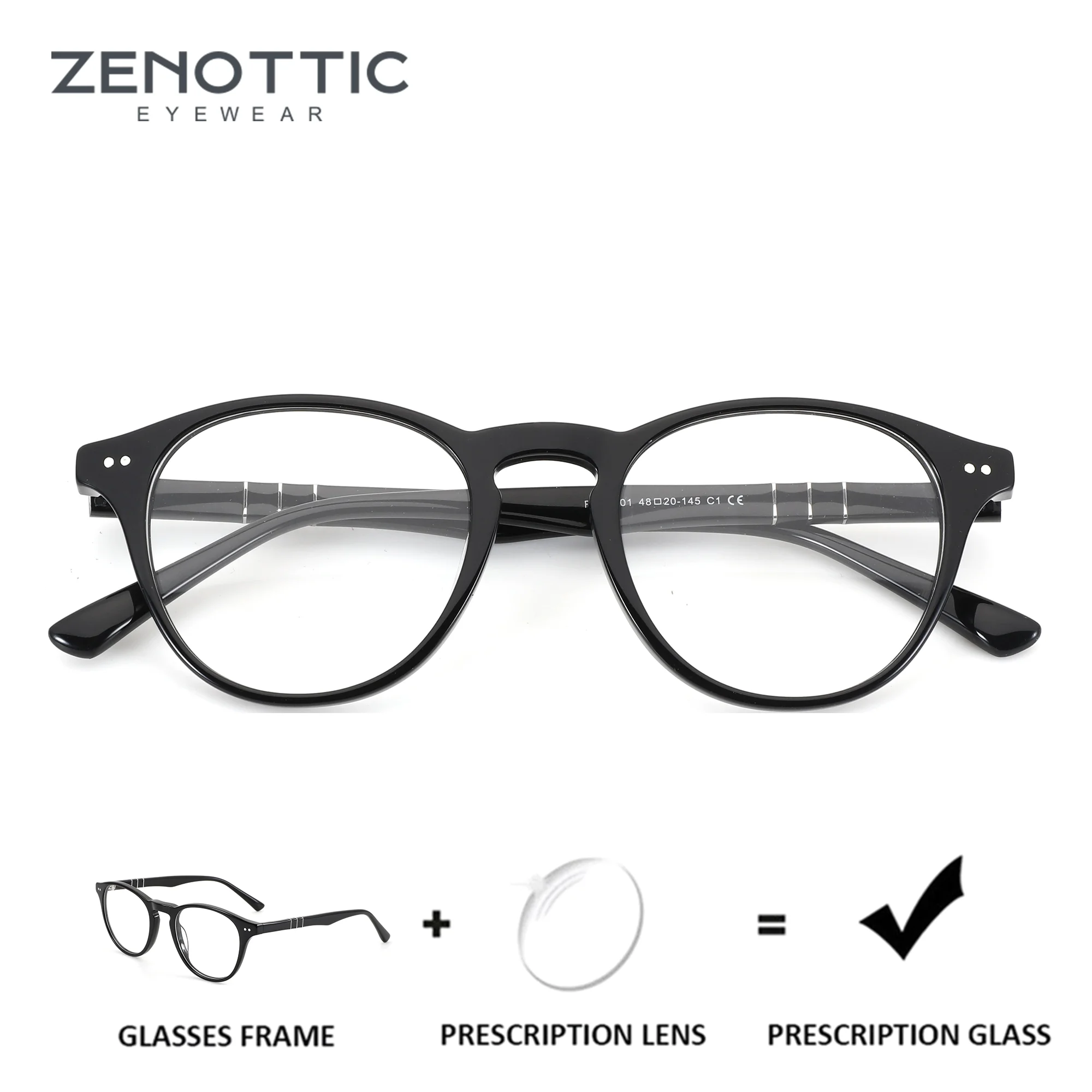 

ZENOTTIC Round Acetate Prescription Glasses For Men Women Anti Blue Light Myopia Lenses Progressive Multifocal Optical Eyewear