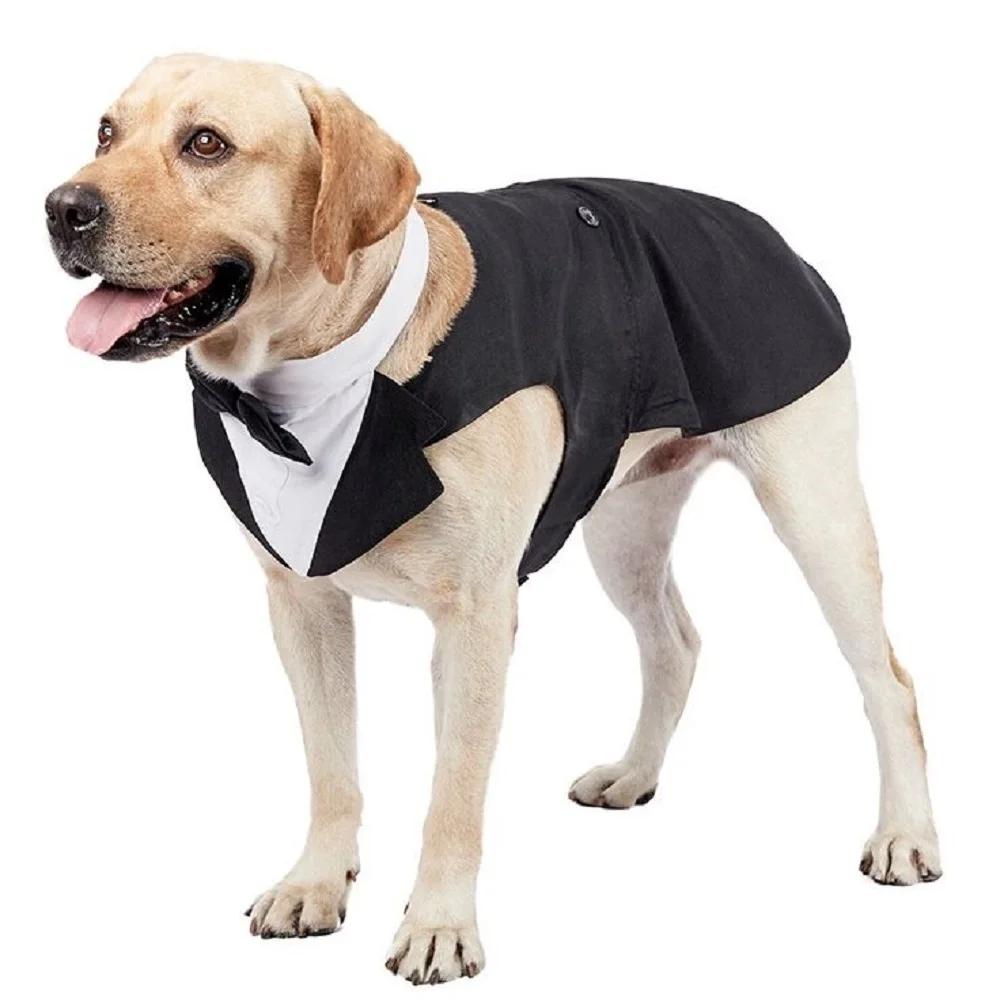 Dog\'s Formal Wedding Black Shirt Tailcoats for Medium Large Dogs Fashion Suit for Party Cosplay Golden Retriever Bulldog Samoyed