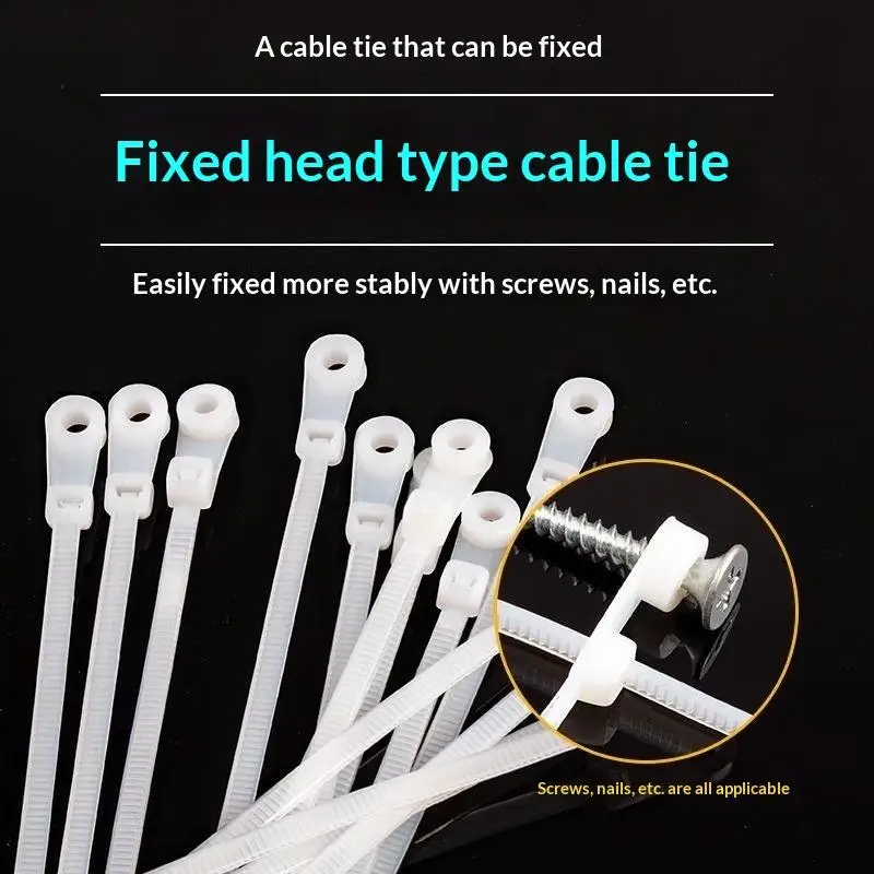 

500/200 шт. многоразовые кабельные стяжки с отверстием под винт, нейлоновые самозатягивающиеся стяжки для кабелей, фиксирующие петли, органайзер для офиса