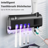 Bathroom UV Toothbrush Holder Wall-mount Automatic Toothpaste Dispenser Squeezer Ultraviolet Disinfection Solar Storage Rack