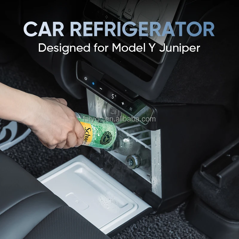 3.6L Car Refrigerator for Tesla Model Y Juniper Rear Seat, 12V Semiconductor Mini Fridge Dual Cooling Heating
