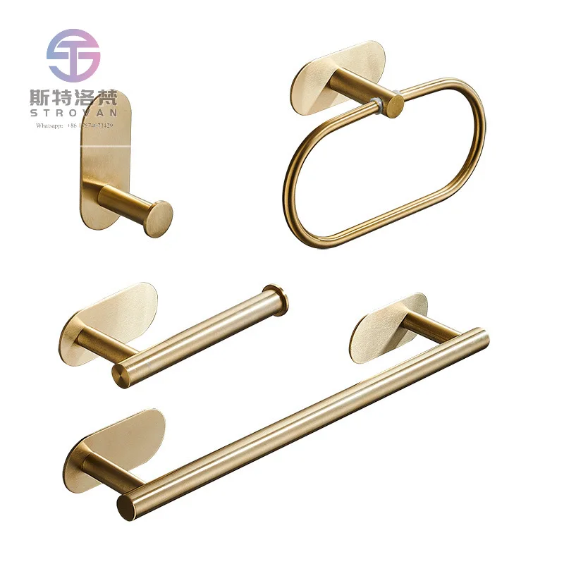

Hardware Accessories Steel Towel Rack Four-piece Black Towel bar Set Gold Hardware Aluminum Bathroom Accessories Set