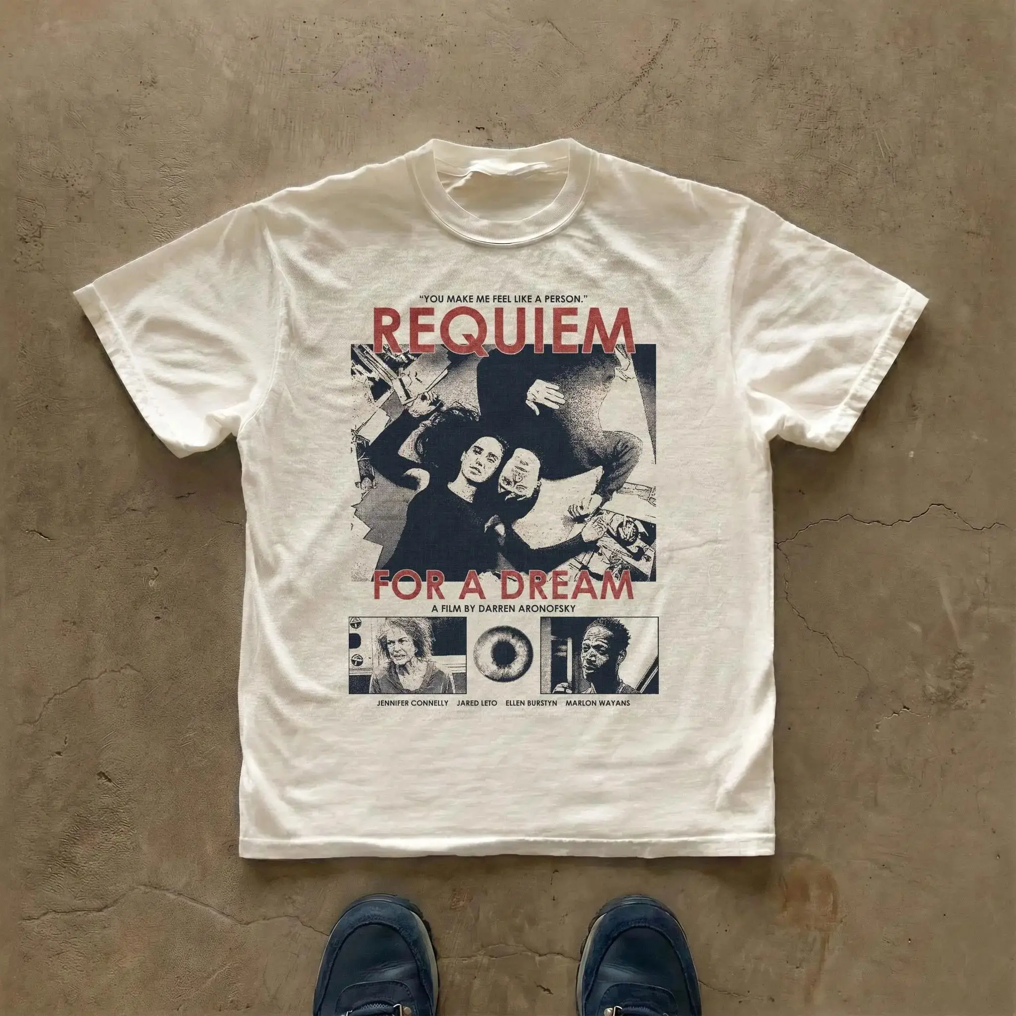 Requiem for A Dream Graphic T-Shirt Cult Movie Art Tee Casual Loose T-shirt Y2K Classic Short Sleeves Oversize Streetwear Unisex