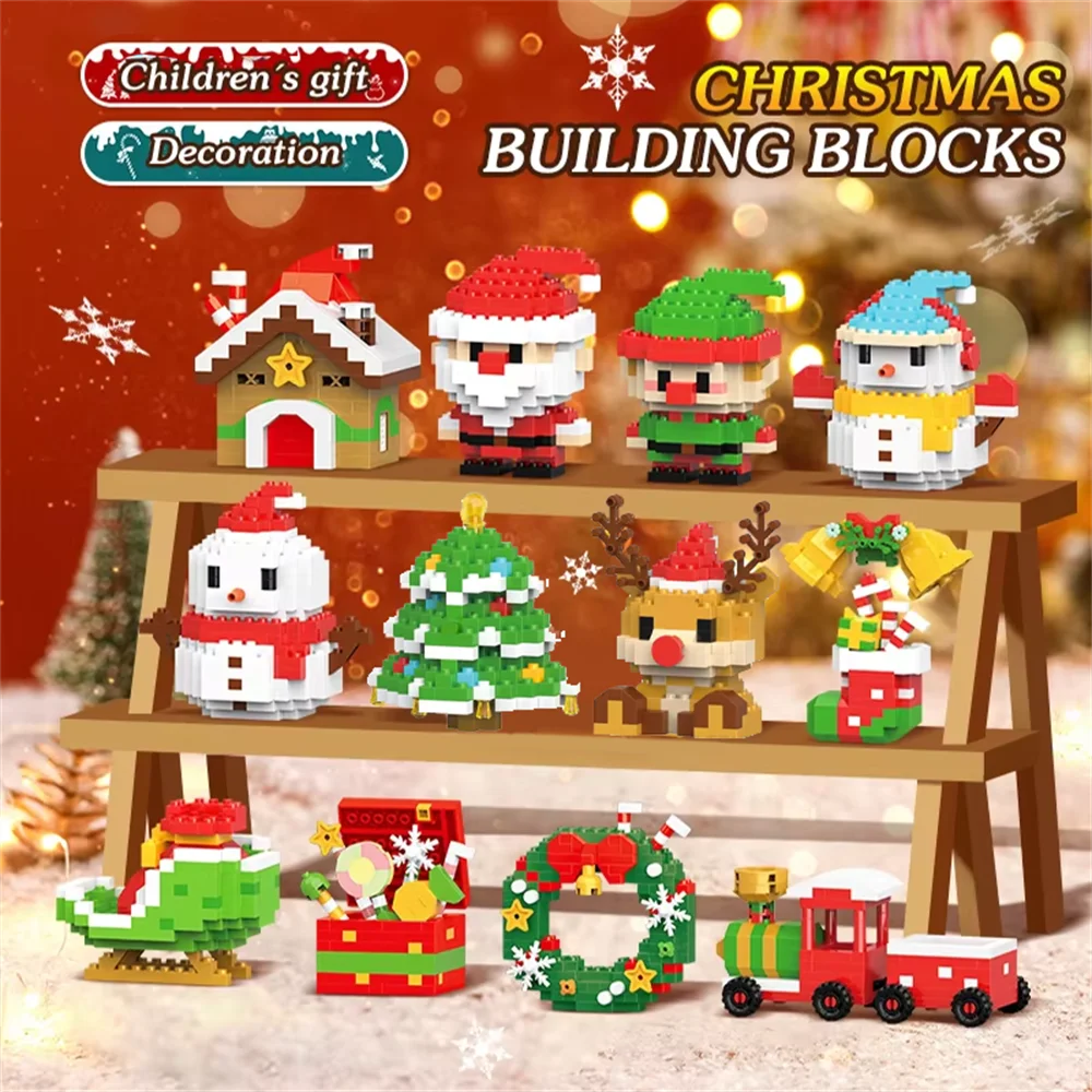 

12 шт. рождественские строительные блоки мини-модель Санта-Клауса микро DIY кирпичи украшение снеговика Рождественский подарок головоломка сборка игрушек