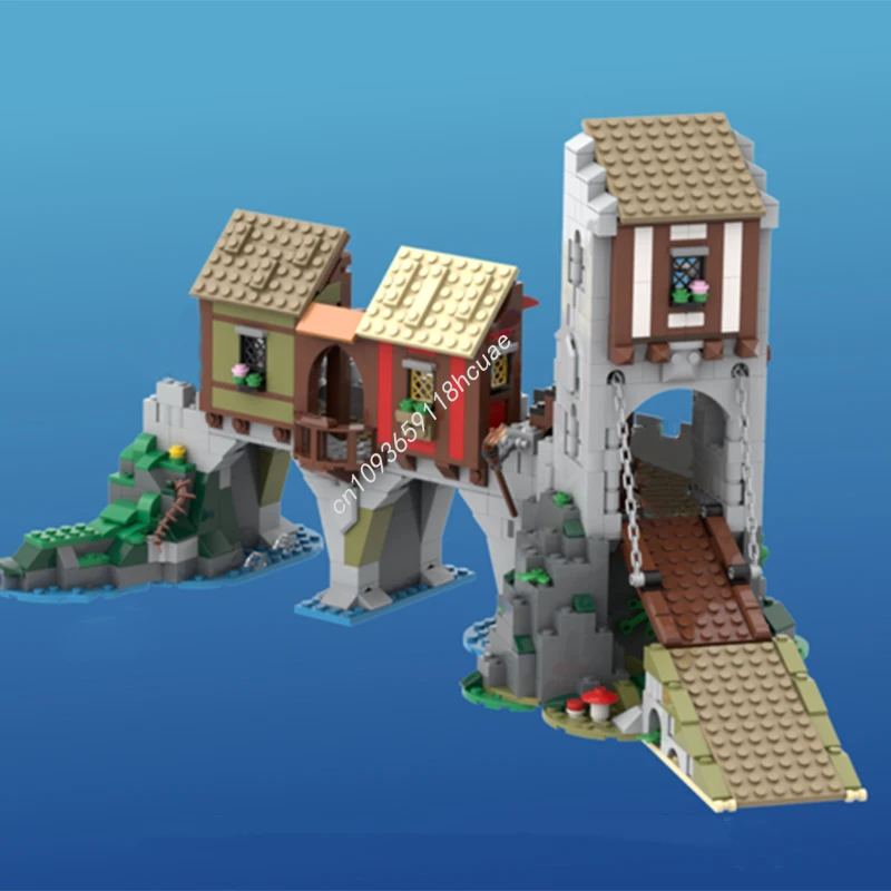 

1241 шт. MOC средневековый замок от кулака, строительные блоки, рождественский подарок, очень подробный креативный проект для энтузиастов