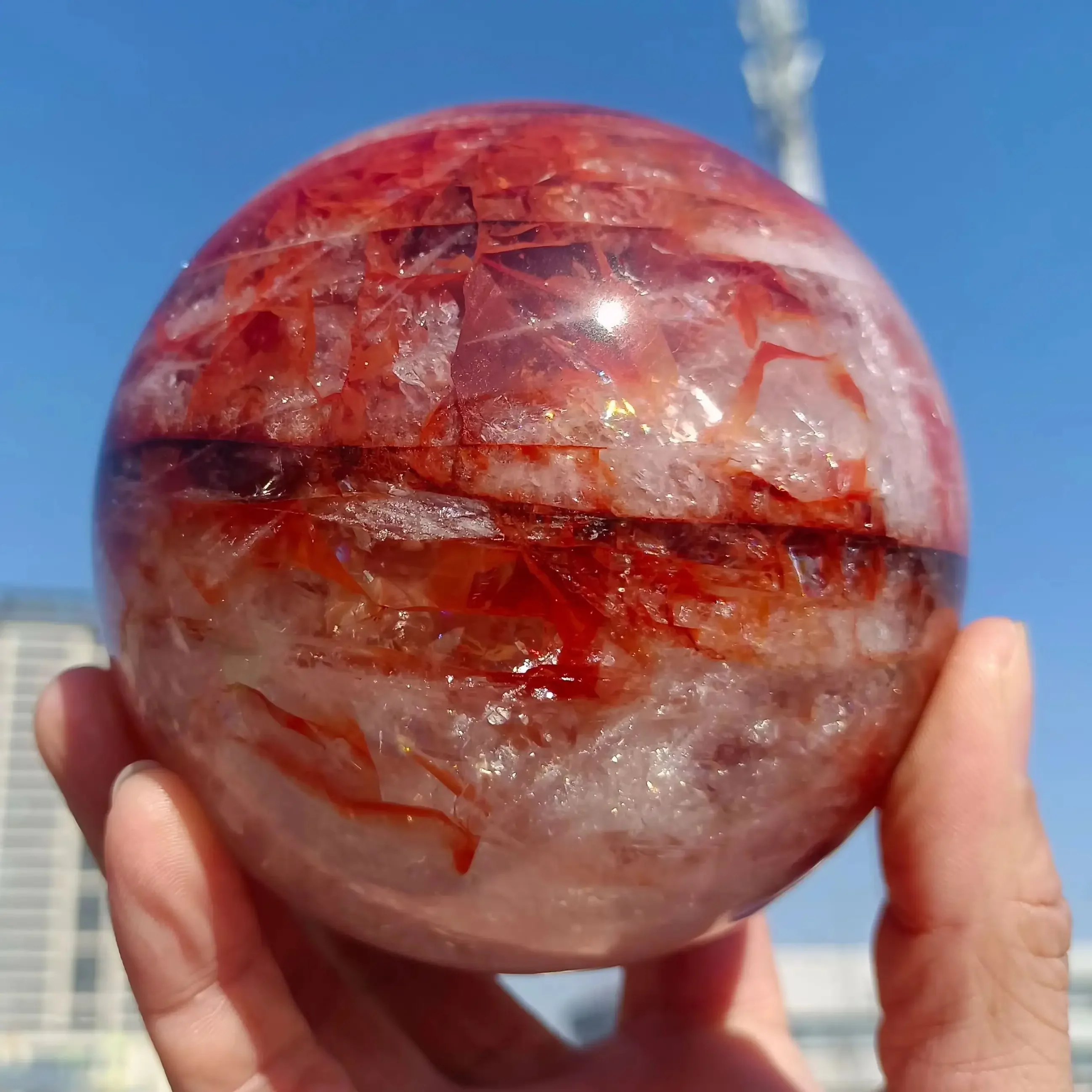 Natural Formed! Red Hematoid Quartz Sphere Ball, Fire Color, Quartz Crystal Red Ore Ball,Mineral,Reiki,Demagnetization Wand