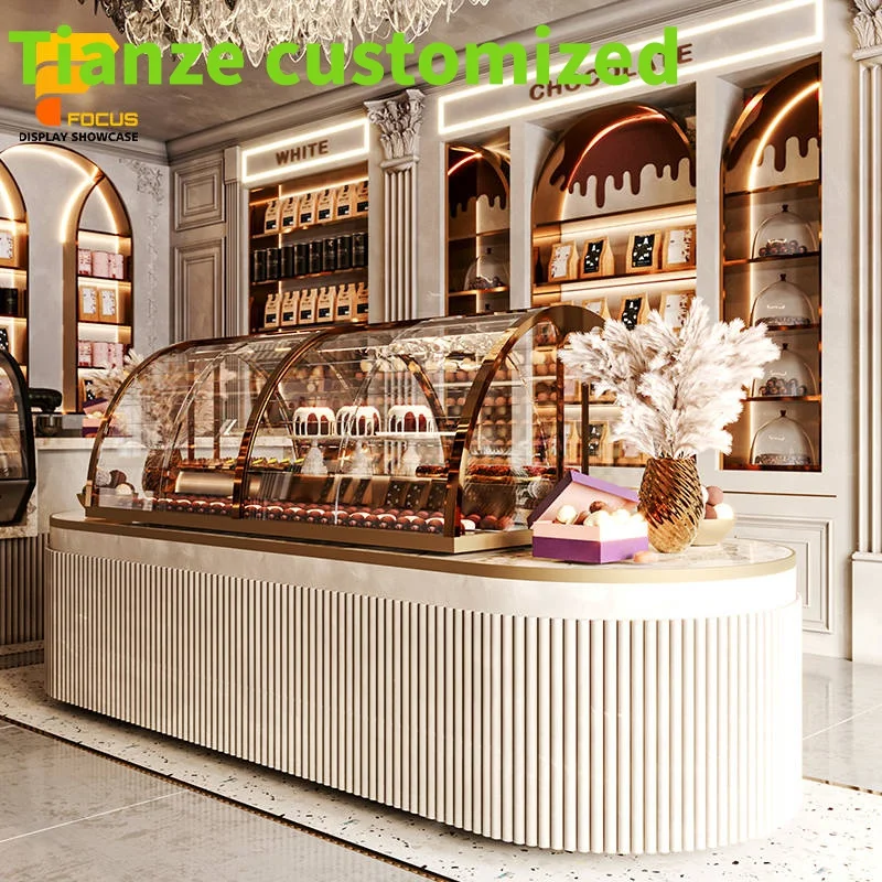 Customized-Chocolate Display Furniture Luxury Wooden Candy Sweet Retail Chocolate Showcase