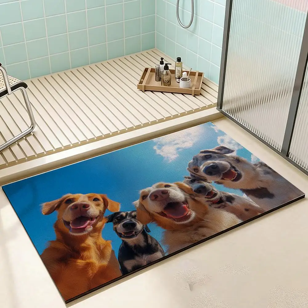 Floor Mat Diatomaceous Earth Bath Mat, QuickDrying, Water Absorb，MultiScene Household Floor Mat D-Dog