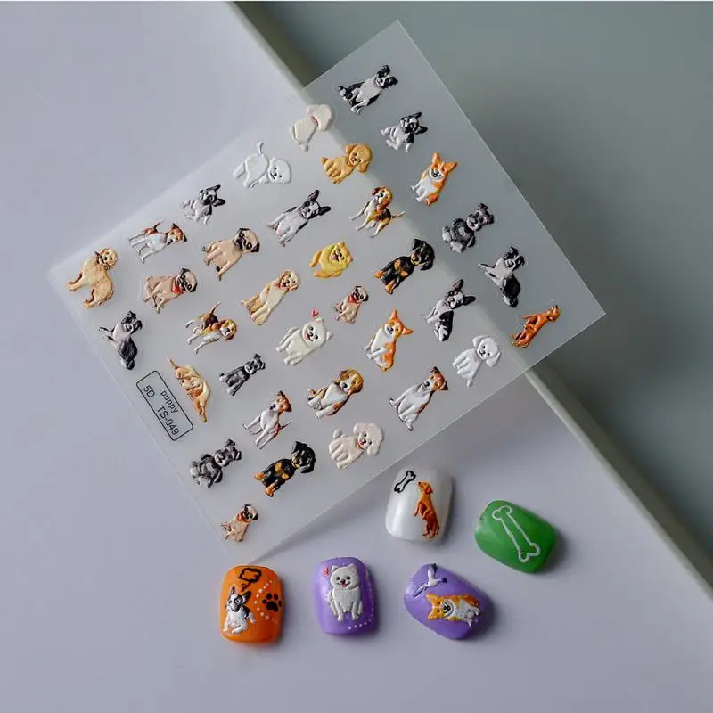 New Cute Cartoon Little Girl Nail Sticker Nail Art Accessories Anime Bear Cat 5D Adhesive Sticker Nail Decorations