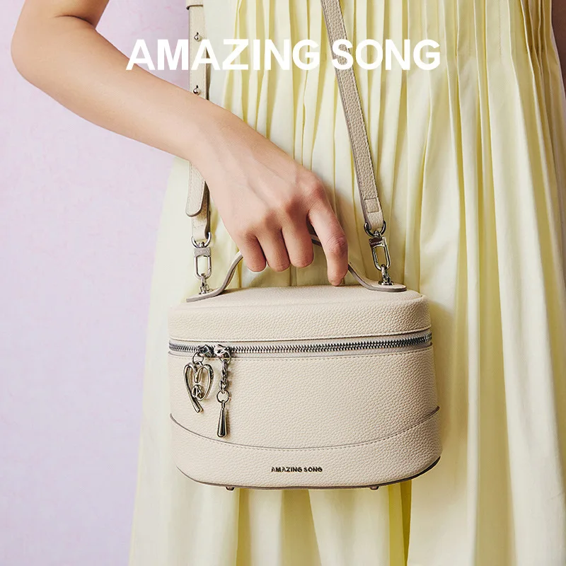 Amazing Song 2025 Pudding Bag Small Leather Commuter Fashion Single Shoulder Crossbody Bucket Bag Makeup Bag for Women