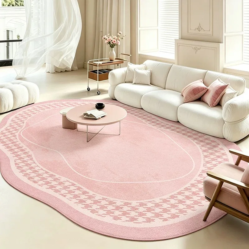 Large Living Room Carpet Stain-resistant Wear-resistant Floor Mat Pink Geometric Pattern irregular Rug Home Decorative Carpets