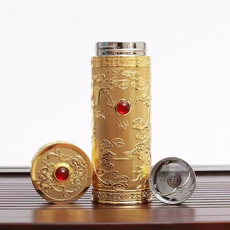 Dragon and Phoenix Play Pearl Silver Cup Silver Plated Inner Pot Pure Silver Health Cup Insulated Cup Business Men and Women