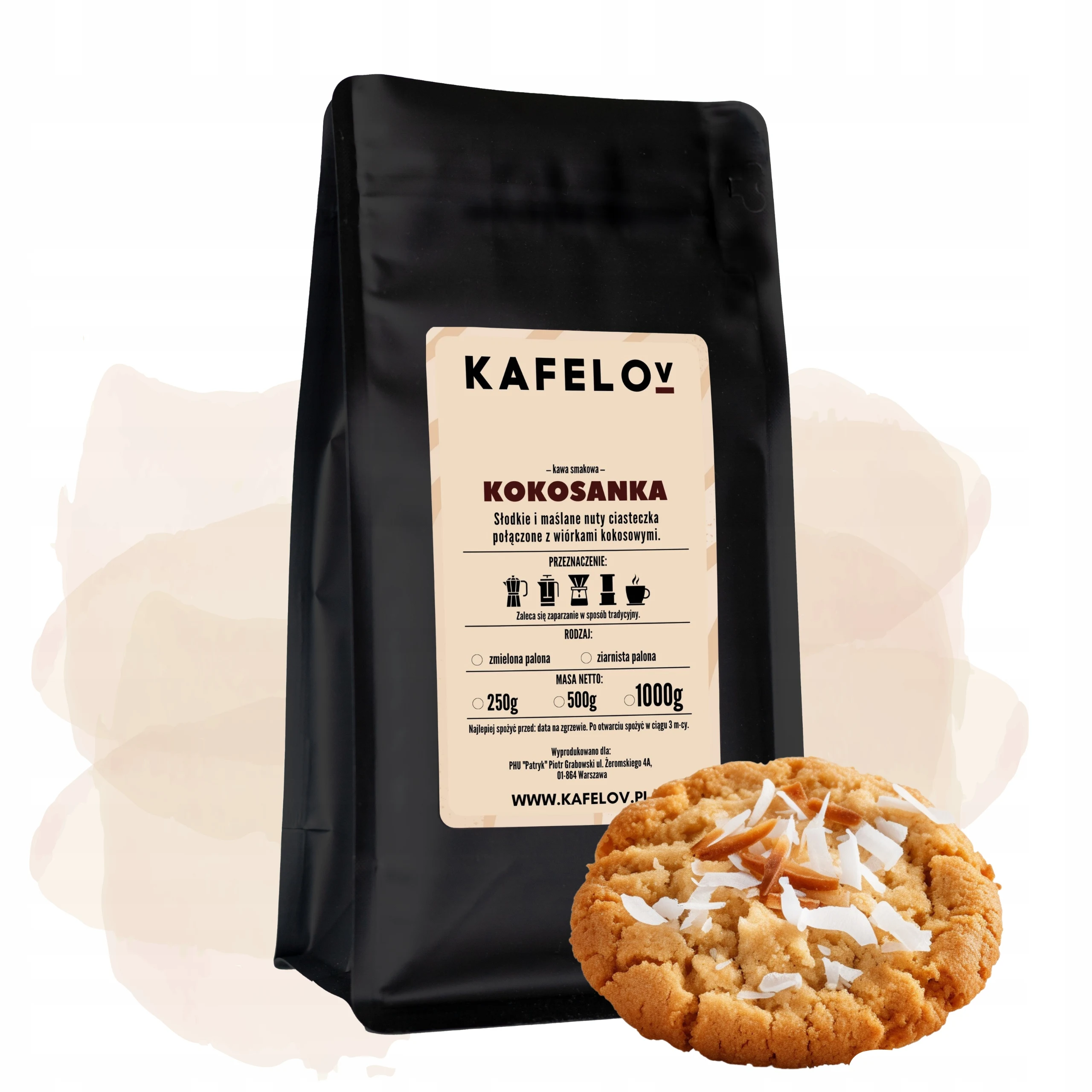 Kawa ziarnista 250 g smakowa Kokosanki świeżo palona arabika