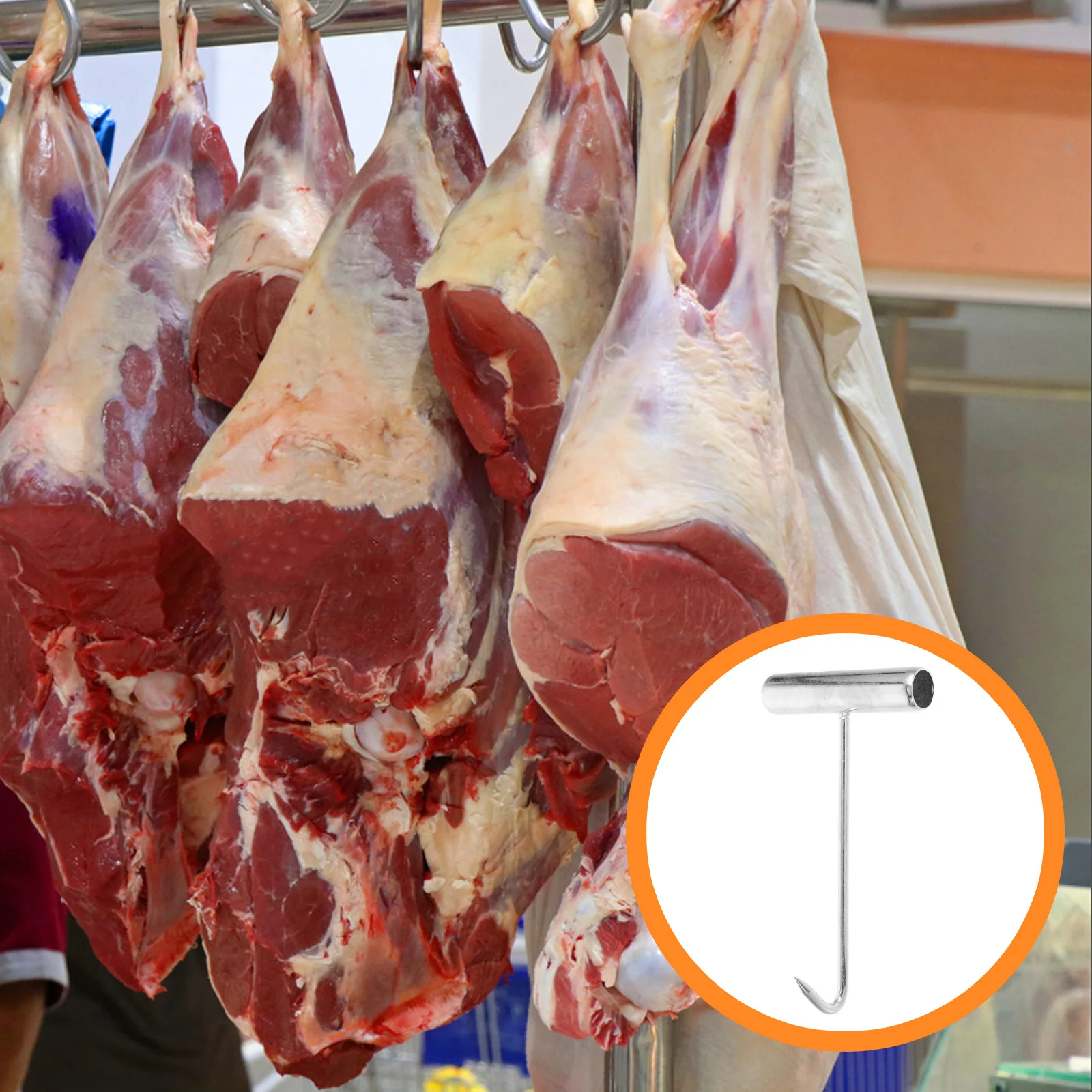 2 Ganchos en T para Carne, Resistentes, de Hierro Galvanizado, para Carne de Res, Cordero, Pato Pekín, Barbacoa, Herramientas de Procesamiento de Carnicería