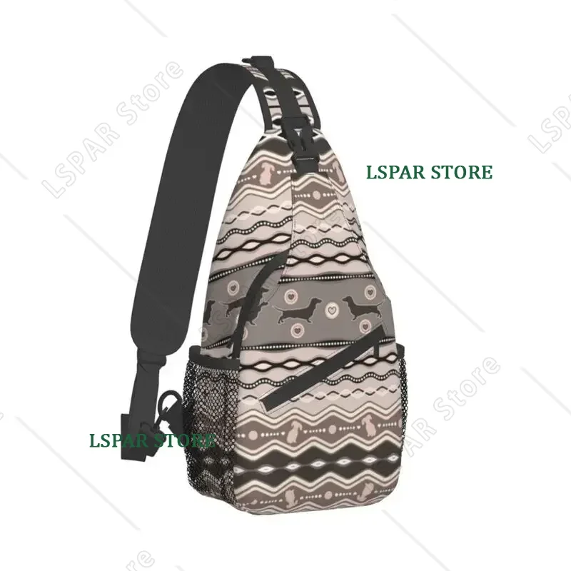 Dachshund Sling Crossbody Chest Bag Men Cool Sausage Wiener Badger Dogs Shoulder Backpack for Camping Biking
