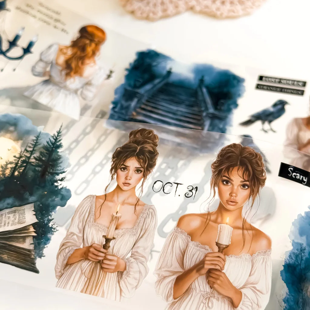 Ma. Journaling Dark Style Night Halloween Washi Masking Pet Tape Europäische und amerikanische Mädchen,