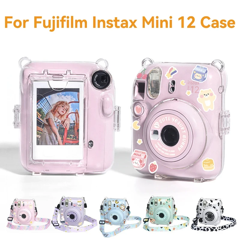 

For Fujifilm Instax Mini 12 Transparent Camera Case Protective Carry Bag Cover with Shoulder Strap Storage Bag