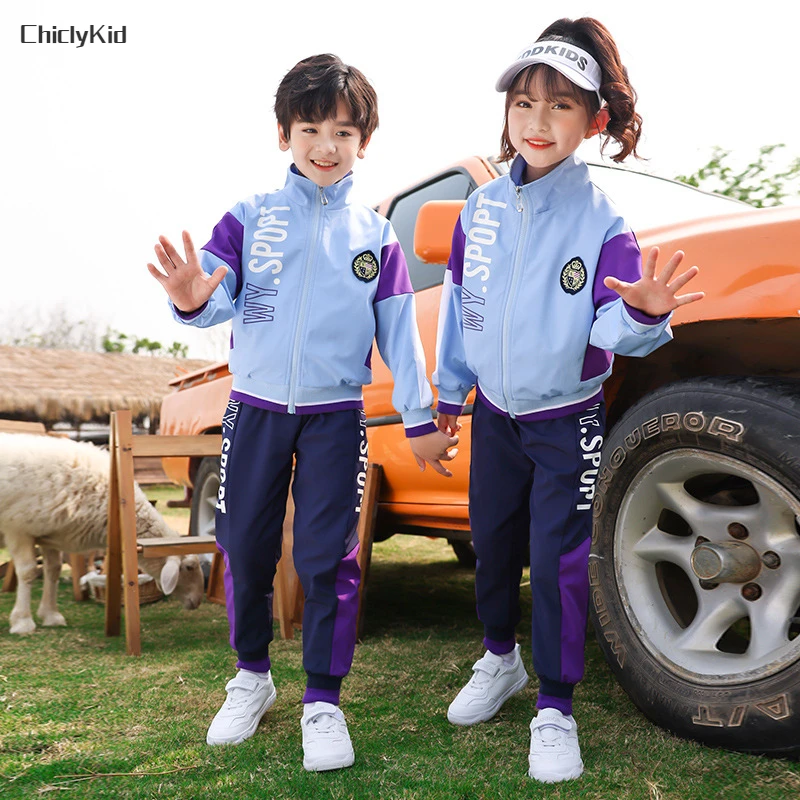 

Girls Hip Hop Bomber Jacket Joggers Boys Contrast Coat Sport Pants Clothes Sets Children School Uniforms Kids Streetwear Outfits