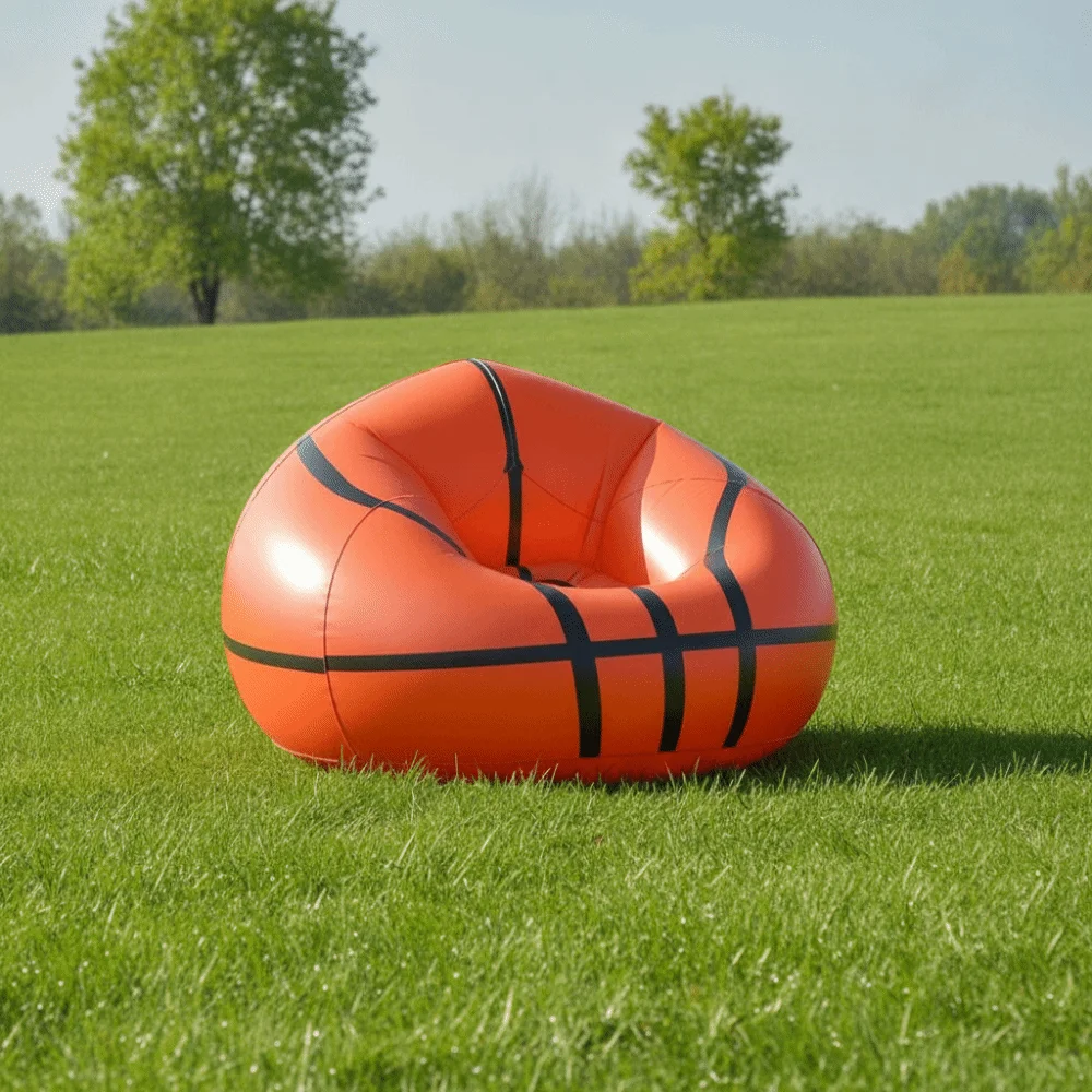 Space Saving Inflatable Basketball Bean Bag Sofa with Air Pump Highly Elastic Basketball Lazy Sofa Thickened Soft