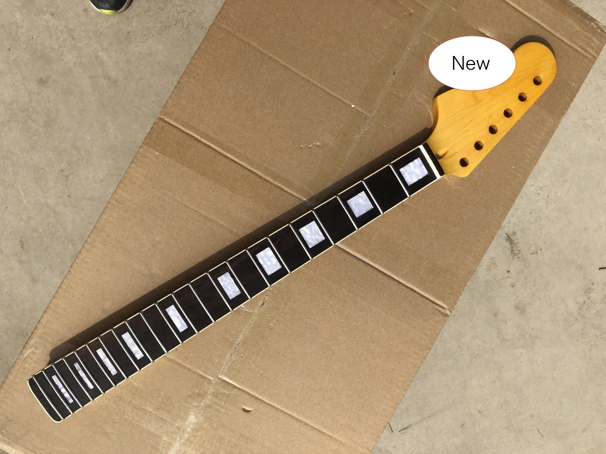 

Maple Guitar Neck 22 Fret 25.5 Inch Rosewood Fretboard Glossy Yellow Neck Block Inlay Bolt on Heel with Back Strip Finished