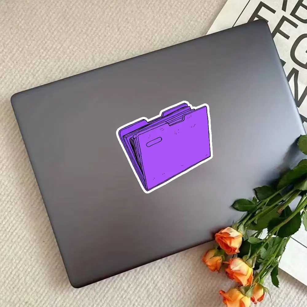 Purple Folder Minimal Aesthetic Waterproof Stickers For Decorating Car Windows Motorcycles And Computers. view 3