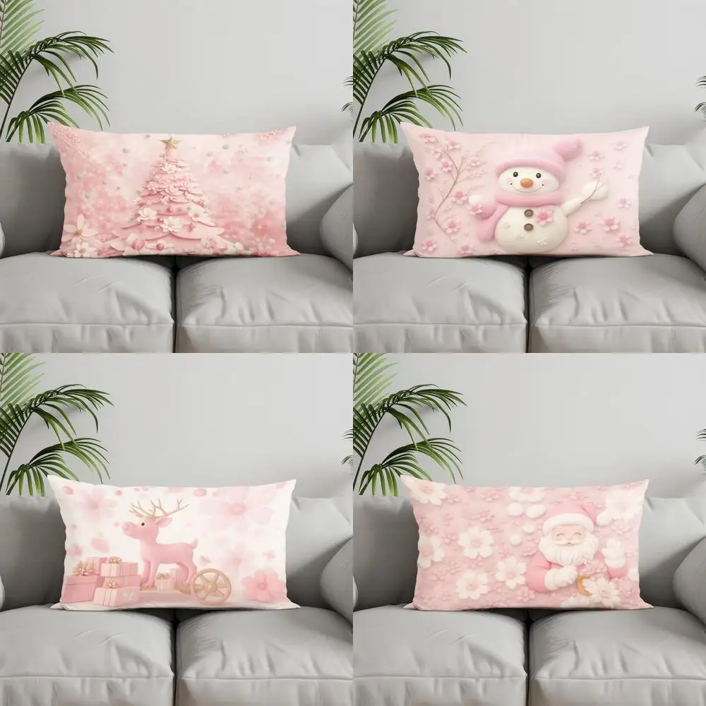 ديكور المنزل الوردي الأزهار شجرة عيد الميلاد وسادة مناسبة ل أريكة غرفة نوم سيارة وسادة غطاء وسادة مستطيلة الظهر وسادة #1
