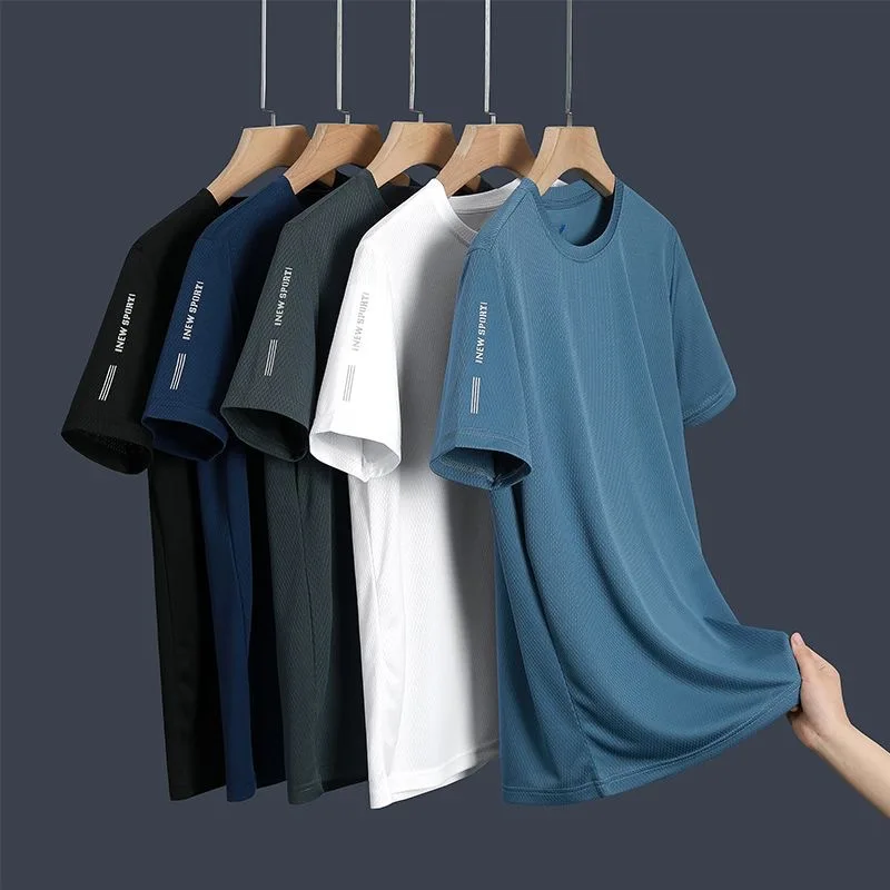 

High quality ice silk men's short sleeved quick drying T-shirt, high elasticity and breathability, full of summer ice feeling