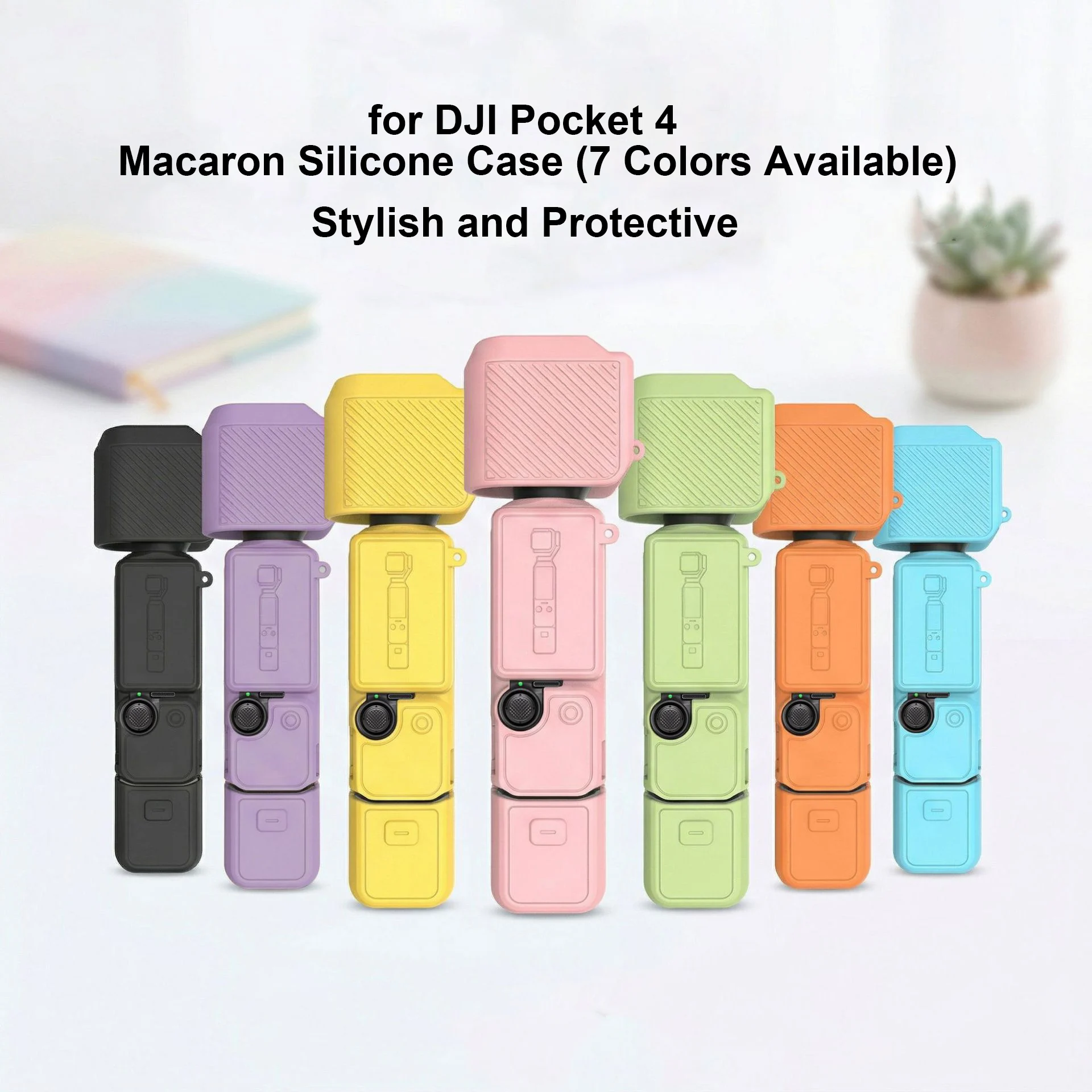 

Soft Silicone Case for DJI Pocket 4 with Base Stand and Wrist Strap 3mm Thick Shockproof Cover