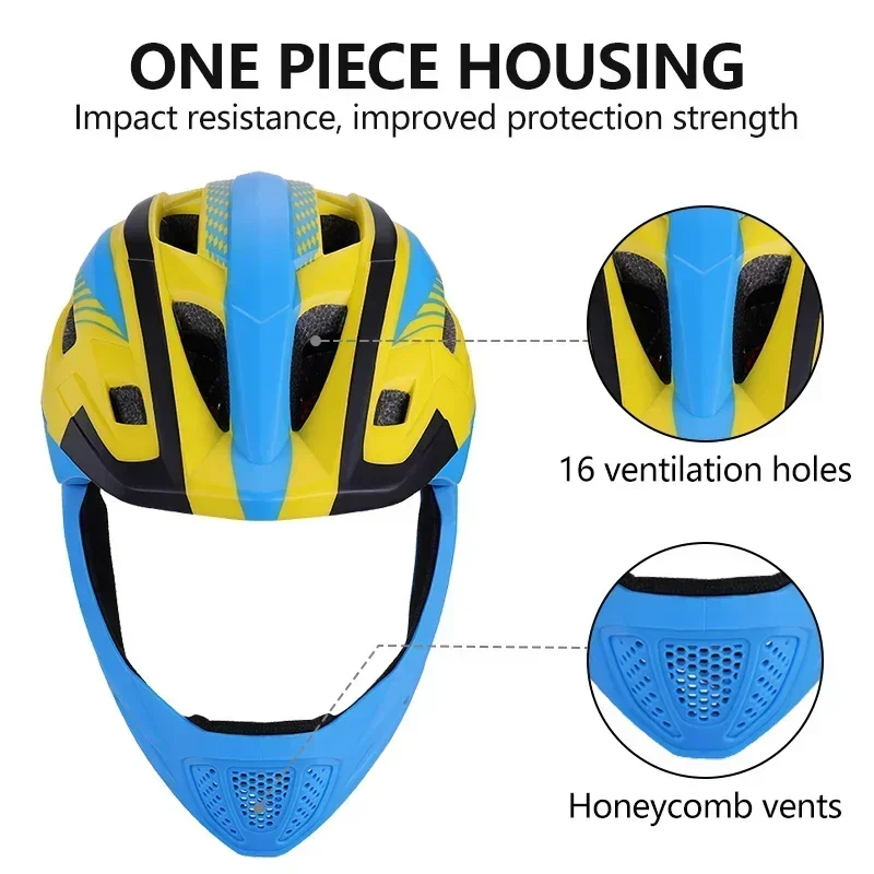 Kids Cycling Helmet with Detachable Chin Guard Full Face Safety Gear Balance Push Riding Children’s Outdoor Protective Equipment