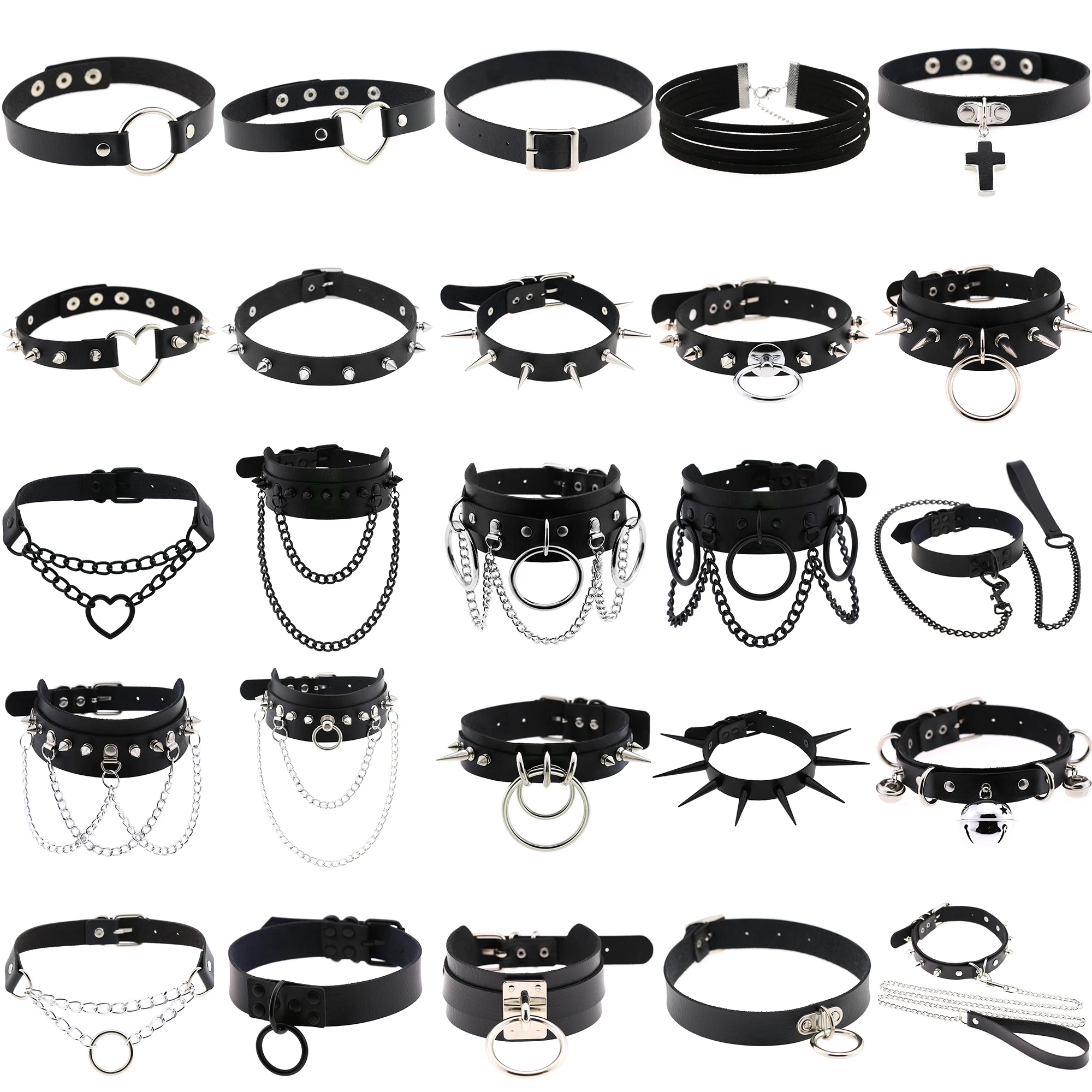 

Sexy Punk Egirl Choker Collar Leather Choker Bondage Cosplay Goth Jewelry Women Gothic Male Necklace Harajuku Accessories