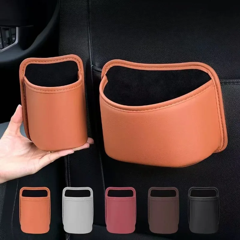 1pc Car Cup Holder Universal Car Seat Back Clip Storage Bag Waterproof PU Leather Side Door Stable Bottle Holder Organizer