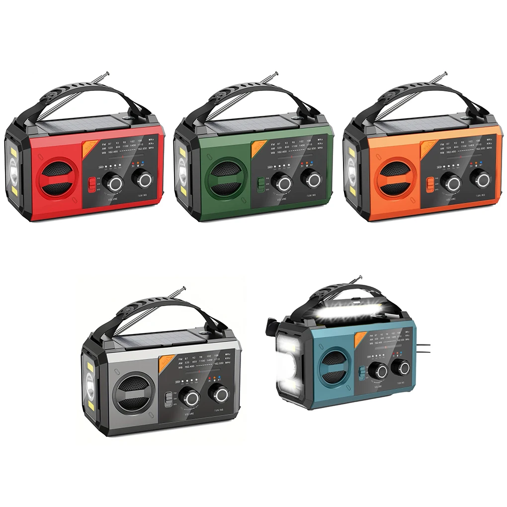 راديو الطقس في حالات الطوارئ 20000mAh AM/FM/WB NOAA مصباح ليد جيب كرنك اليد SOS إنذار راديو للتخييم في حالات الطوارئ