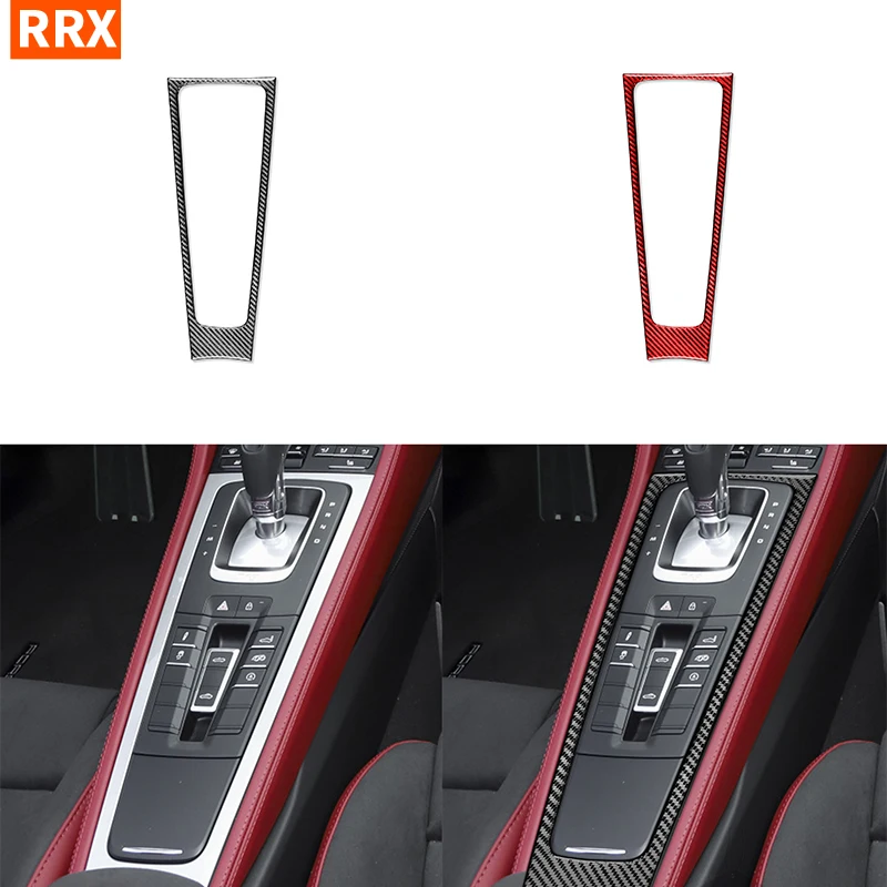 

For Porsche 718 982 Cayman Boxster T S GTS GT4 Spyder RS Car Gear Knob Shifter Panel Frame Carbon Fiber Sticker Accessories