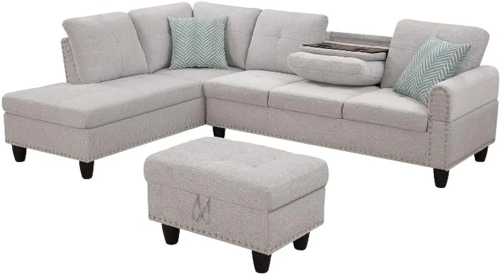 

Polyester Fabric Sectional Sofa with Ottoman Modular Sectional Sofa Convertible U Shaped Sofa Couch with Storage High Supportive