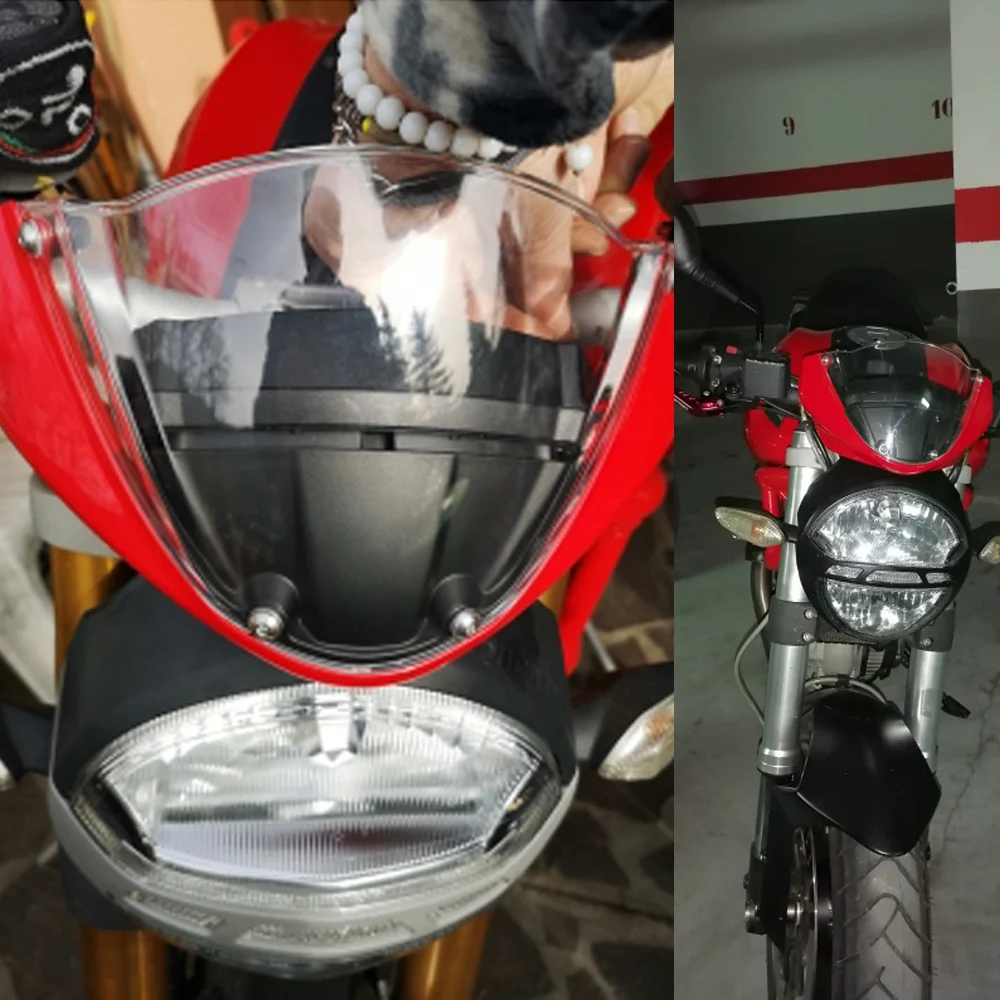 Red Windshield Fairing for Ducati Monster - close-up view