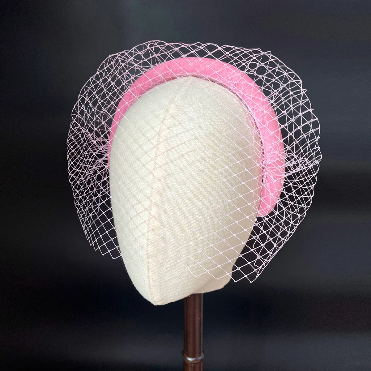 Pink Headband Veil for Face Party Wedding Accessories Fascinators Birdcage White Net Mask Hair catholic Veils 2023