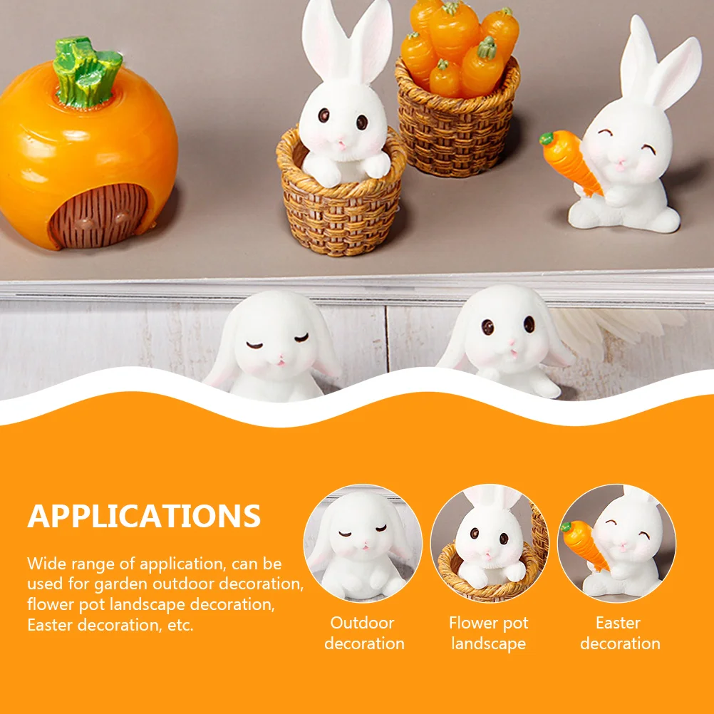 4 Pcs Rabbit Home Decoration Outdoor Ornaments Resin Fairy Novel Desktop Child Shape Adornment